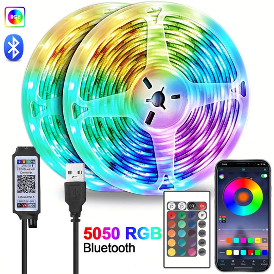 Bluetooth LED Strips SMD5050 Phone Control Neon Ice Lighting with 24Key Lamp for Bedroom Decoration TV Backlight DC5V Room Decor