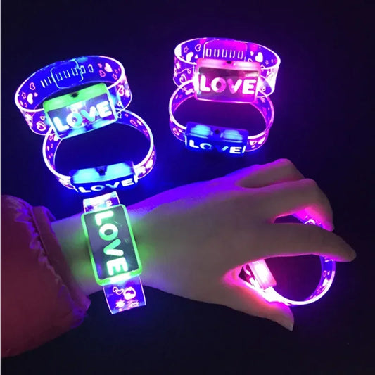 6Pc Led Bracelet Glow Light Up Bracelets LOVE Flashing Wristband
